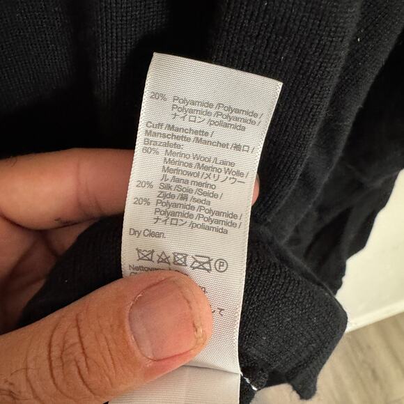 Madewell Merino Wool-Silk Blend V-Neck Sweater WMNS L Black Relaxed Fit Pullover - Picture 7 of 8